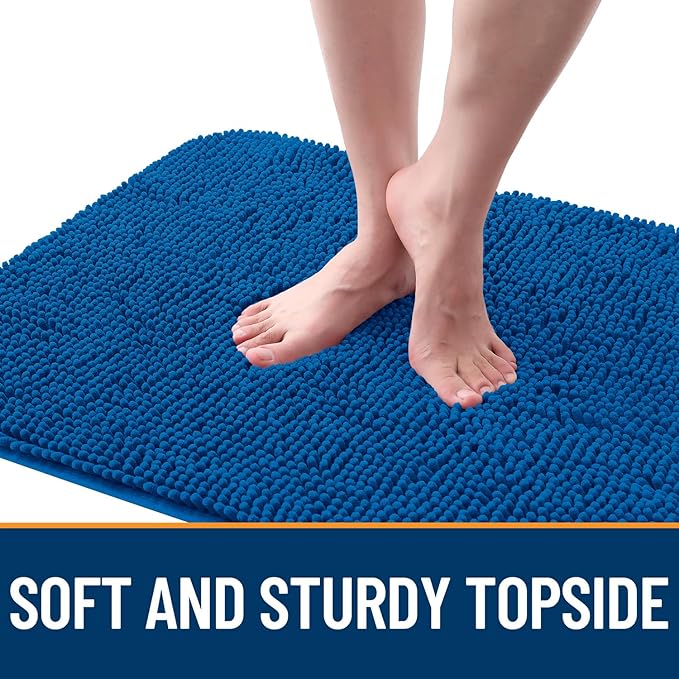 OLANLY Dog Door Mat for Muddy Paws 54x24, Absorbs Moisture and Dirt, Absorbent Non-Slip Washable Doormat, Quick Dry Chenille Mud Mat, Entry Indoor Entryway Carpet for Inside Floor, Deep Navy Blue