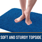 OLANLY Dog Door Mat for Muddy Paws 50x30, Absorbs Moisture and Dirt, Absorbent Non-Slip Washable Doormat, Quick Dry Chenille Mud Mat, Entry Indoor Entryway Carpet for Inside Floor, Deep Navy Blue