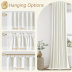 Guken Ivory 100% Blackout Linen Curtains 108 Inch Length 2 Panels Set for Living Room Bedroom Back Tab/Rod Pocket Thermal Insulated Black Out Drapes Room Darkening Farmhouse Window Curtains
