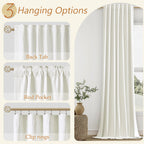 Guken Ivory 100% Blackout Curtains 132 Inch Length 2 Panels Set for Living Room Bedroom Back Tab Thermal Insulated Black Out Linen Drapes Room Darkening Window Curtains