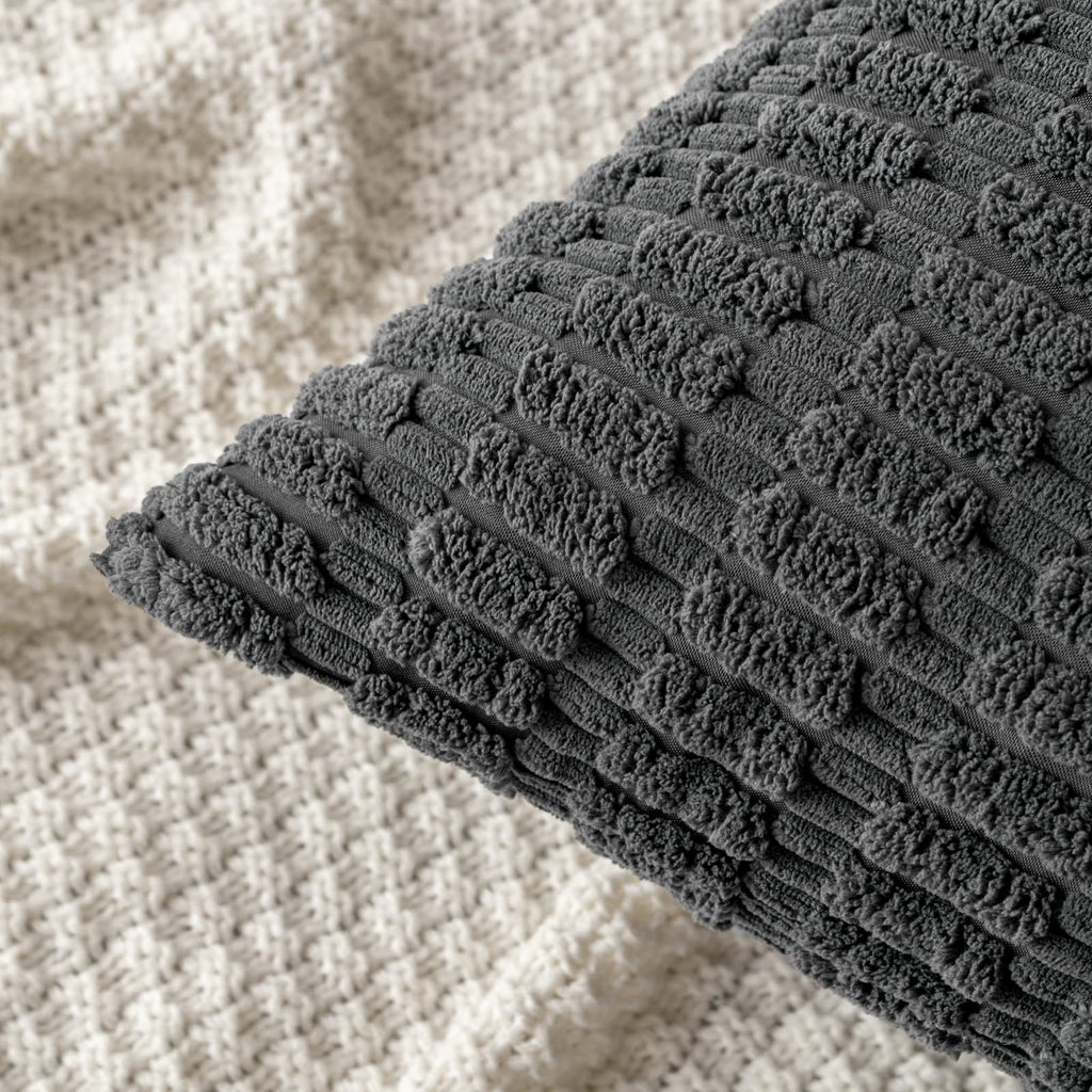 MIULEE Lumbar Corduroy Decorative Throw Pillow Covers 12x20 Dark Grey