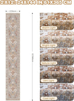 Hallway Runner Rug 2x12, Extra Long Washable Runner Rugs with Rubber Backing, Non Slip Runner, Vintage Rug Runners for Kitchen Laundry Room Entryway (Orange,2'x12')