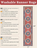 SERISSA Runner Rug for Hallways, 2'6"x14' Washable Non Slip Kitchen Runner Rug, Extra Long Boho Rug Ultra Soft Vintage Rust Print Floor Carpet for Bedroom Hallway Entryway Bathroom Laundry Room