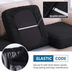 hyha Waterproof Couch Cushion Covers for Pets, Non Slip Sofa Seat Cover for Dogs Washable, Soft Thick Stretch Jacquard Fabric, Sofa Slipcovers with Elastic Bottom (2 Pieces, Black)