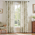 jinchan Vintage Floral Linen Curtains 84 Long for Living Room 2 Panels