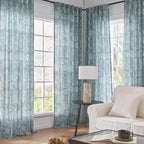 jinchan Linen Floral Curtains for Living Room, 84 Inch Length Curtains with Printed Flower Light Filtering Curtain, Rod Pocket Back Tab Blue Window Treatment Set Bedroom Curtain, 2 Panels Blue