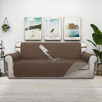 ISSUNTEX Double Protection 100% Waterproof Sofa Covers for Living Room, Couch Covers for 3 Cushion Couch Sofa, Reversible Furniture Protector Sofa Cover for Dogs, Pets, Kids (Sofa, Brown/Beige)