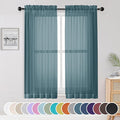 OWENIE Sheer Curtains, 63 inch Length Set of 2, Rod Pocket Light Weight Voile Curtains & Drapes for Bedroom & Living Room, Each 42Wx63L inch, Dusty Blue