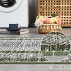 GarveeHome 2.5x8 Modern Bordered Runner Rug Soft Non Slip Washable Floor Carpet Distressed Geometric Hallway Indoor Printed Rug for Kitchen Entrance, Green