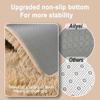 Soft Runner Rugs for Bedroom Hallways, 2x3 Beige Fluffy Shag Throw Area Rug for Bedside Dorm, Long Shaggy Furry Carpet for Nursery Living Room New Upgraded Non-Slip Bottom