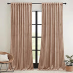 RYB HOME Blush Velvet Curtains 72 inches with Hook Belt, Back Tab