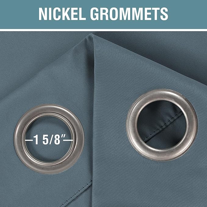 H.VERSAILTEX Blackout Patio Curtains 100 x 96 Inches for Sliding Door Extral Wide Blackout Curtain Panels Thermal Insulated Room Divider - Grommet Top, 8' Tall by 8.5' Wide - Stone Blue