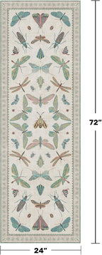 Hazo Haus Boho Bathroom Runners - 2x6 Blue and Green Rug for Kitchen, Entry Way, Non Slip Washable Butterfly Insect Print Home Decor