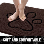 Smiry Dog Door Mat for Muddy Paws, Absorbent Non Slip Dirt Trapper, 36x24