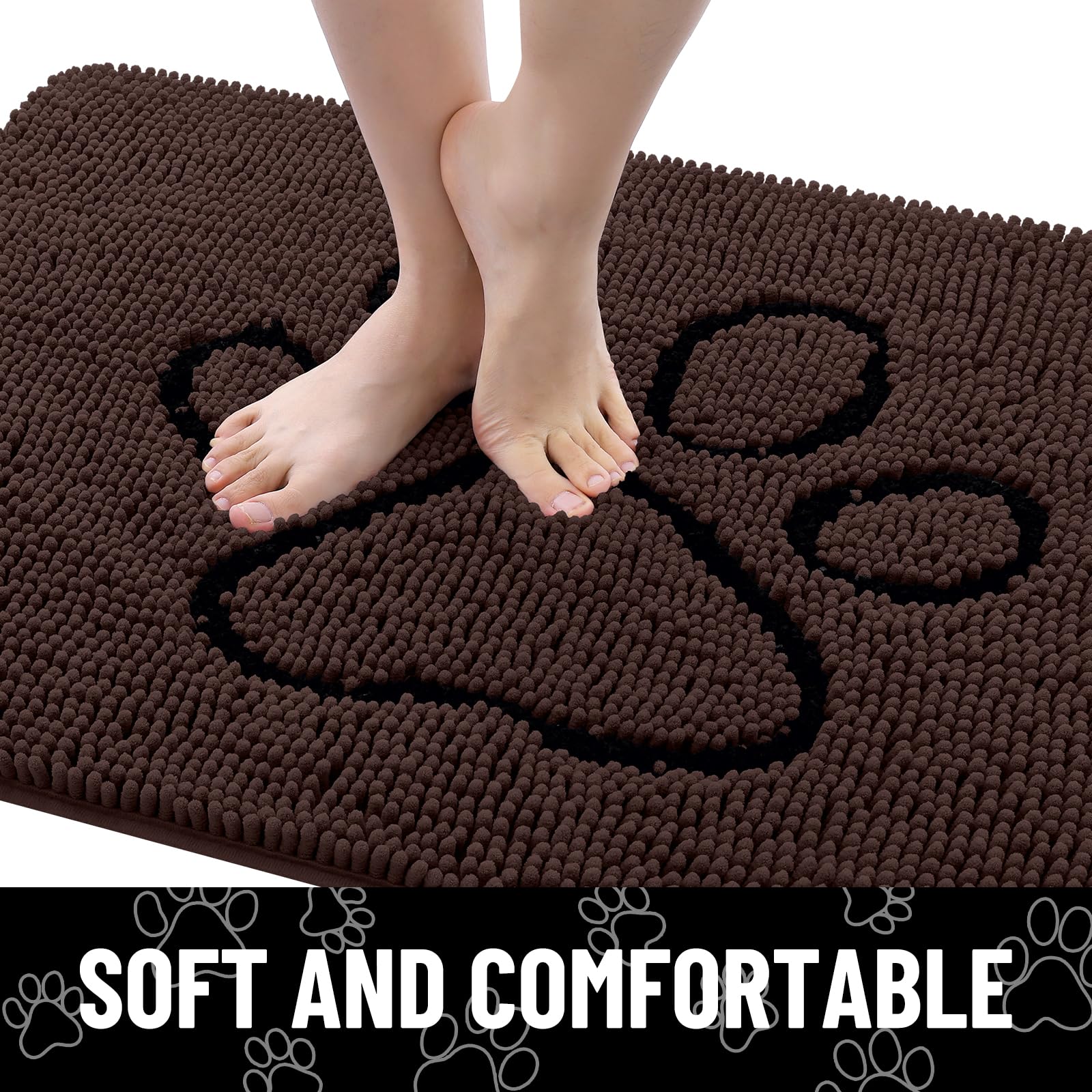 Smiry Dog Door Mat for Muddy Paws, Absorbent Non Slip Dirt Trapper, 36x24