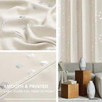 Deconovo Designer Series Silver Cubic Print Room Darkening Curtains for Living Room Bedroom Sliding Glass Door, Light Beige, 52W x 95L Inches Long, 2 Panels