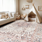 Lofus 3x5 Pink Area Rugs for Bedroom Living Room, Vintage Boho Carpet