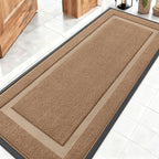 OLANLY Front Door Mat Indoor Outdoor Entrance, Waterproof All-Season, All-Weather Doormat, Sturdy Natural Rubber, Fade Resistant, Low Profile, Easy Clean Patio Porch Entryway Mat, 59x20, Light Brown