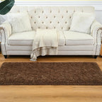 Goideal Fluffy Runner Rug for Bedroom Living Room, 2x6 Brown Bedside Rugs, Faux Fur Shag Modern Carpet Ultra Soft Girls Boys Room Home Decor, Solid