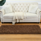 Goideal Fluffy Runner Rug for Bedroom Living Room, 2x6 Brown Bedside Rugs, Faux Fur Shag Modern Carpet Ultra Soft Girls Boys Room Home Decor, Solid