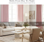 PONY DANCE Kitchen Curtains Short - Thermal Insulated Window Covering Curtain Panels with Rod Pocket/Back Tab Light Block for Bathroom, Wide 42 by Long 45 Inches, Blush Pink, 2 Pieces