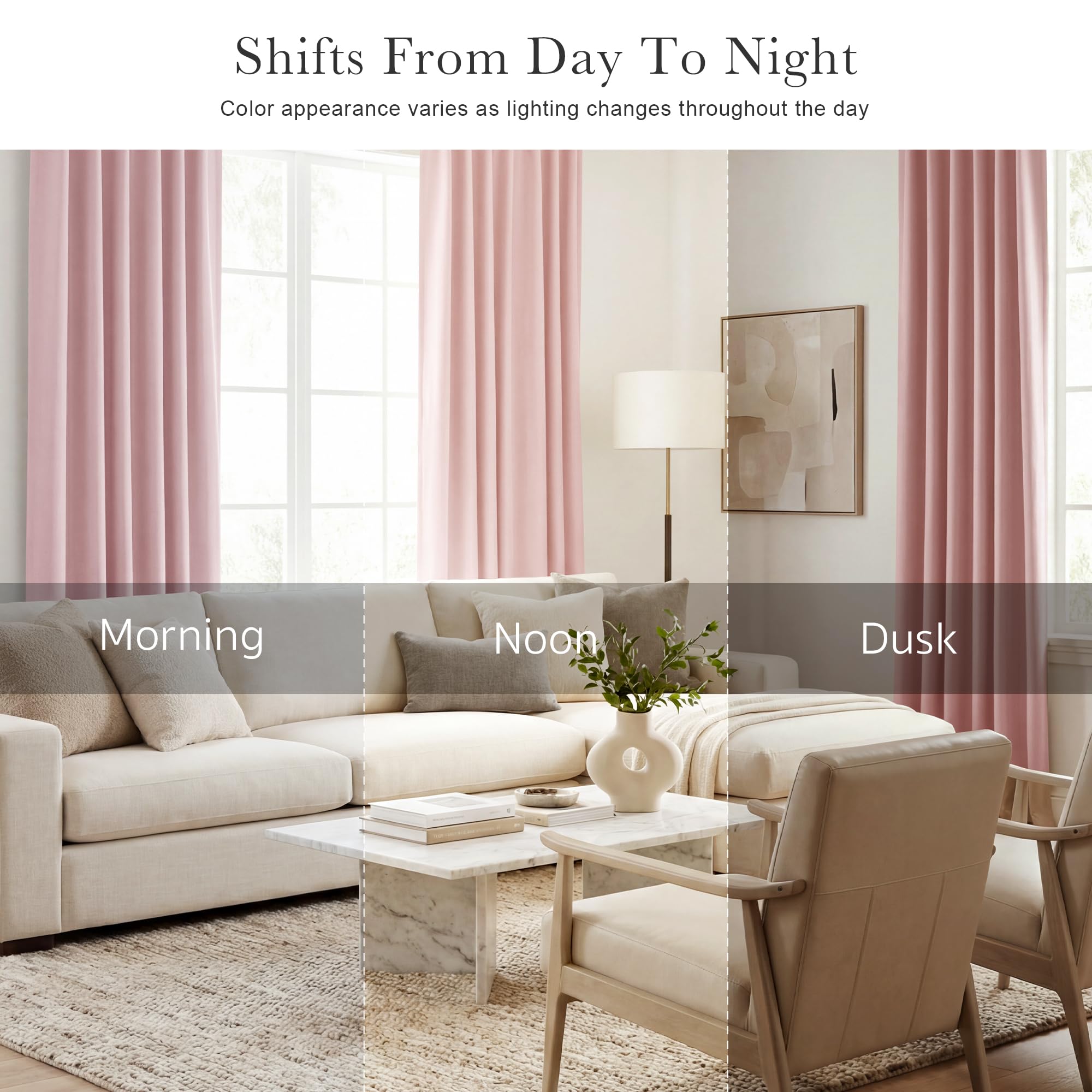 PONY DANCE Kitchen Curtains Short - Thermal Insulated Window Covering Curtain Panels with Rod Pocket/Back Tab Light Block for Bathroom, Wide 42 by Long 45 Inches, Blush Pink, 2 Pieces