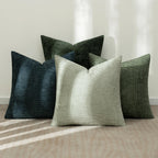 MIULEE Soft Decorative Chenille Pillow Covers Green Navy 20x20 Pack of 4