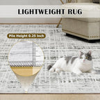 8x10 Area Rugs Washable Rug: Anti-Skid Abstract Modern Living Room Rug Soft Thin Carpets Indoor Floor Non-Shedding Carpet for Bedroom Dining Farmhouse Nursery Home Office (White Gray, 8'x10')