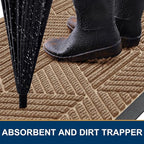 Smiry Front Door Mat Outside Entrance, Heavy Duty Sturdy Natural Rubber Doormat, Trap Dirt and Moisture, Easy Clean Low Profile Welcome Floor Mats for Indoor Outdoor Entry, 59x23 Inch, Coffee