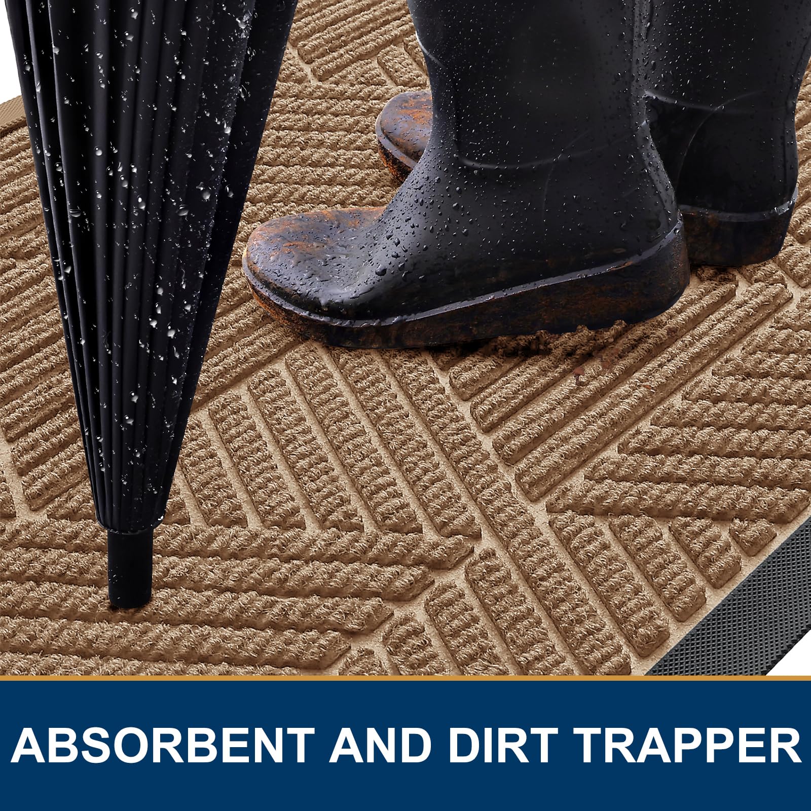 Smiry Front Door Mat Outside Entrance, Low Profile Rubber Doormat, 59x23