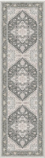OPPODREAM Soft Entryway Rug 2x8, 2x8 Rug Runner, Washable Hallways Carpet 2 x 8 with Non Slip Backing, Low-Pile Bedside Carpet 2 x 8, Long, Faux Cashmere, Greenish Grey