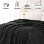 Whale Flotilla Queen Size Fuzzy Fleece Blanket for Bed, 90x90 Inch Fluffy Warm Soft Jacquard Blankets for All Season, Lightweight and Cozy, Black
