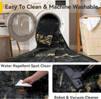 RELEANY Washable 3'x5' Abstract Area Rug for Living Room Black Gold