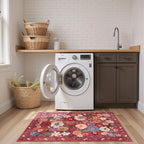 Babovid Red Floral Hallway Runner Rug 2x5 for Bedroom Kitchen