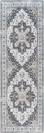 Madane Runner Rug 2'6''x8' Kitchen Runner, Hallway Runner Printed Vintage Washable Rugs Soft Non-Slip Low Pile Runners for Hallways Laundry Room Rug Distressed Rug, Black