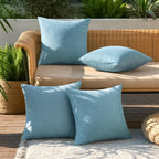 MIULEE Pack of 4 Decorative Outdoor Throw Pillow Covers Linen Waterproof Pillow Covers Summer Farmhouse Cushion Cases for Patio Garden Tent Balcony Couch Sofa 18x18 Inch Blue Gray