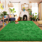 Amearea Premium Soft Area Rug 4x5.3 Feet, Green Rugs for Living Room, Fluffy Carpet for Bedroom Nursery Playroom Teen Home Decor, Comfortable Indoor Furry Dorm Carpets, Green
