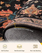 RELEANY Washable Area Rug, Square 10'x10', Black/Colorful
