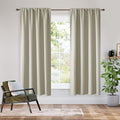 RYB HOME Bedroom Blackout Curtains 72 inches Long, 100% Blackout Thermal Insulated Noise Reducing Curtains for Living Room Nursury, 34 inches Wide by 72 inches Long, Natural