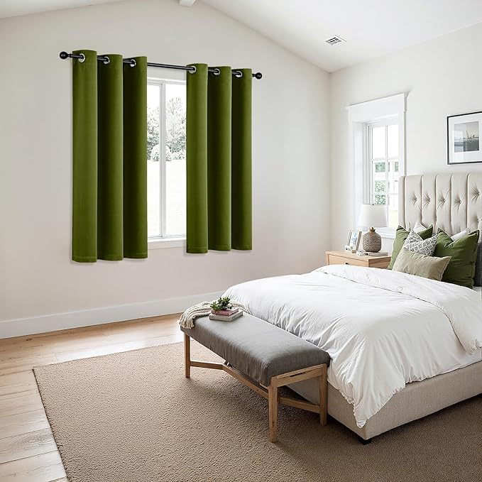MIULEE Blackout Curtains for Bedroom 2 Panel 40"x63" Long Light Olive Green