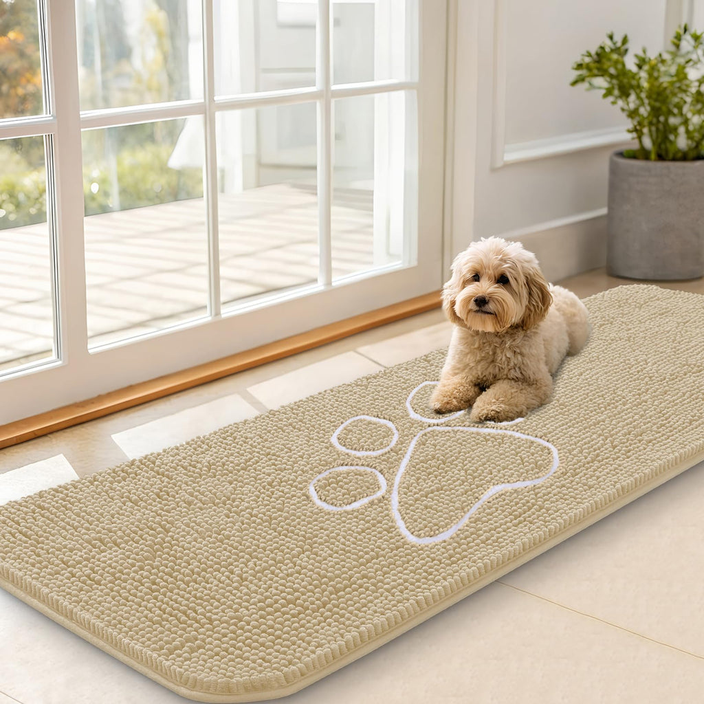 OLANLY Dog Door Mat for Muddy Paws 59x20, Super Absorbent Chenille Mud Mat