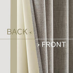 MIULEE Linen Curtains for Bedroom Solid 100% Blackout Thermal Insulated Greige Curtains Grommet Room Darkening Drapes for Living Room Nursery 52x108 Inch (2 Panels)