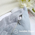 decorUhome Faux Fur Plush Soft Blue Grey Throw Pillow Covers 16x16 Set of 2
