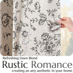 jinchan Floral Linen Blackout Curtains for Bedroom 96 Inches Long