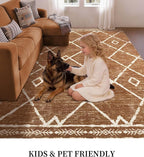 YIHOUSE Western Rugs for Living Room, 8x10 Moroccan Area Rug, Aztec Burnt Orange Large Rug, Southwestern Soft Low-Pile Washable Rugs for Bedroom, Dining Room