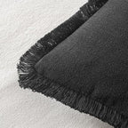 MIULEE Decorative Throw Pillow Covers Neutral Linen Fringe Throw Pillows Euro Shams Set of 2 Black Boho Farmhouse Cushion Covers for Couch Sofa Bed Living Room Spring Home Decor 22x22 Inch