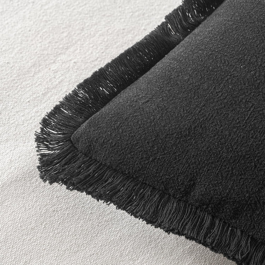 MIULEE Boho Linen Fringe Decorative Throw Pillow Covers Black 18x18