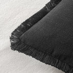 MIULEE Boho Linen Fringe Decorative Throw Pillow Covers Black 18x18