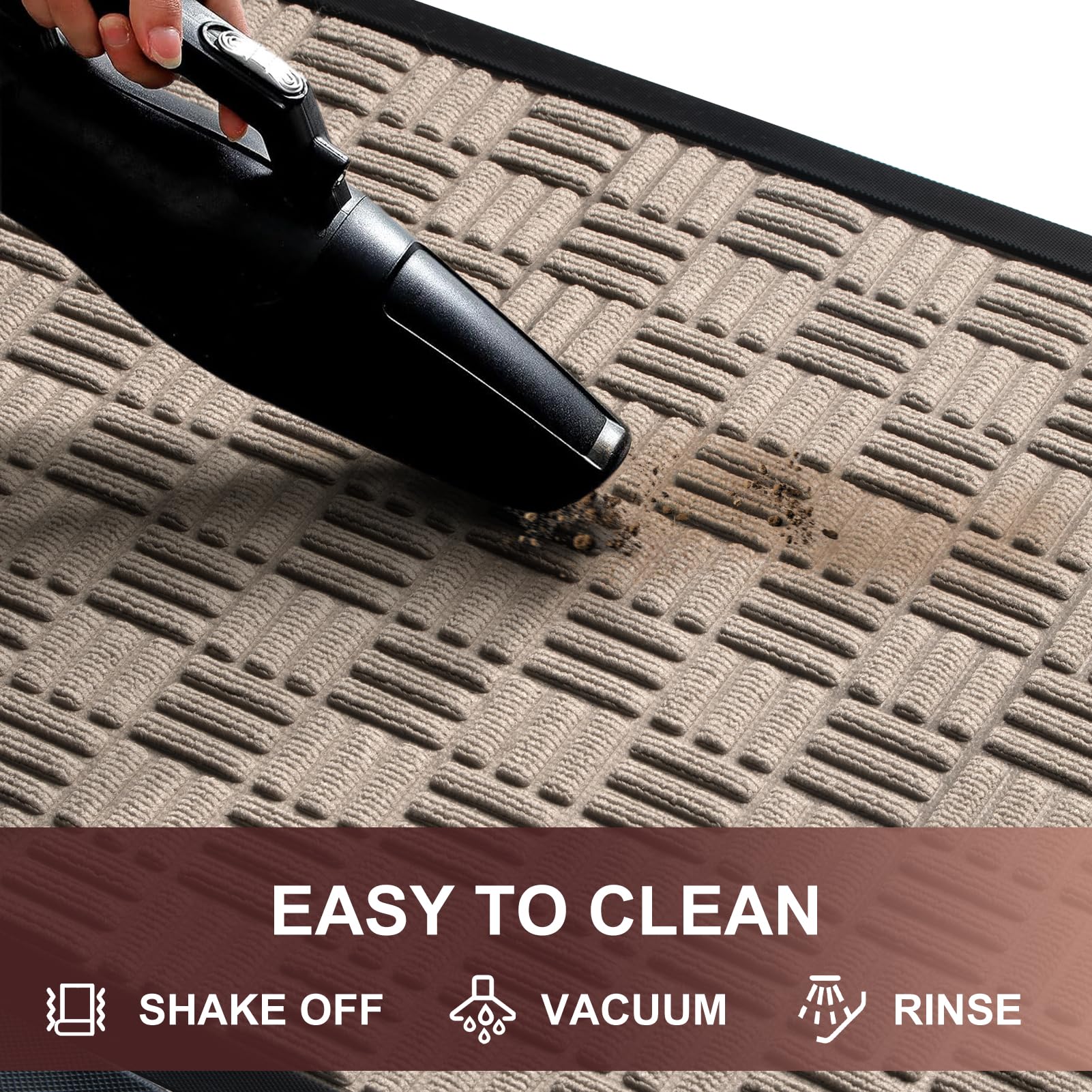 Mibao Front Door Mat Outdoor Entrance, 47" x 24" Heavy Duty Welcome Mat for Outdoor and Indoor, Waterproof Dirt Trapper Doormat, Super Absorbent Indoor Entryway Mat for Patio & Porch - Beige