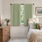 Light Sage Blackout Curtains for Bedroom Aesthetic 54 Inch Long 2 Panel Thermal Insulated Darkening Vintage Curtains for Small Window Short Length Classroom Playroom Linen Look Cottage Core Sage Green